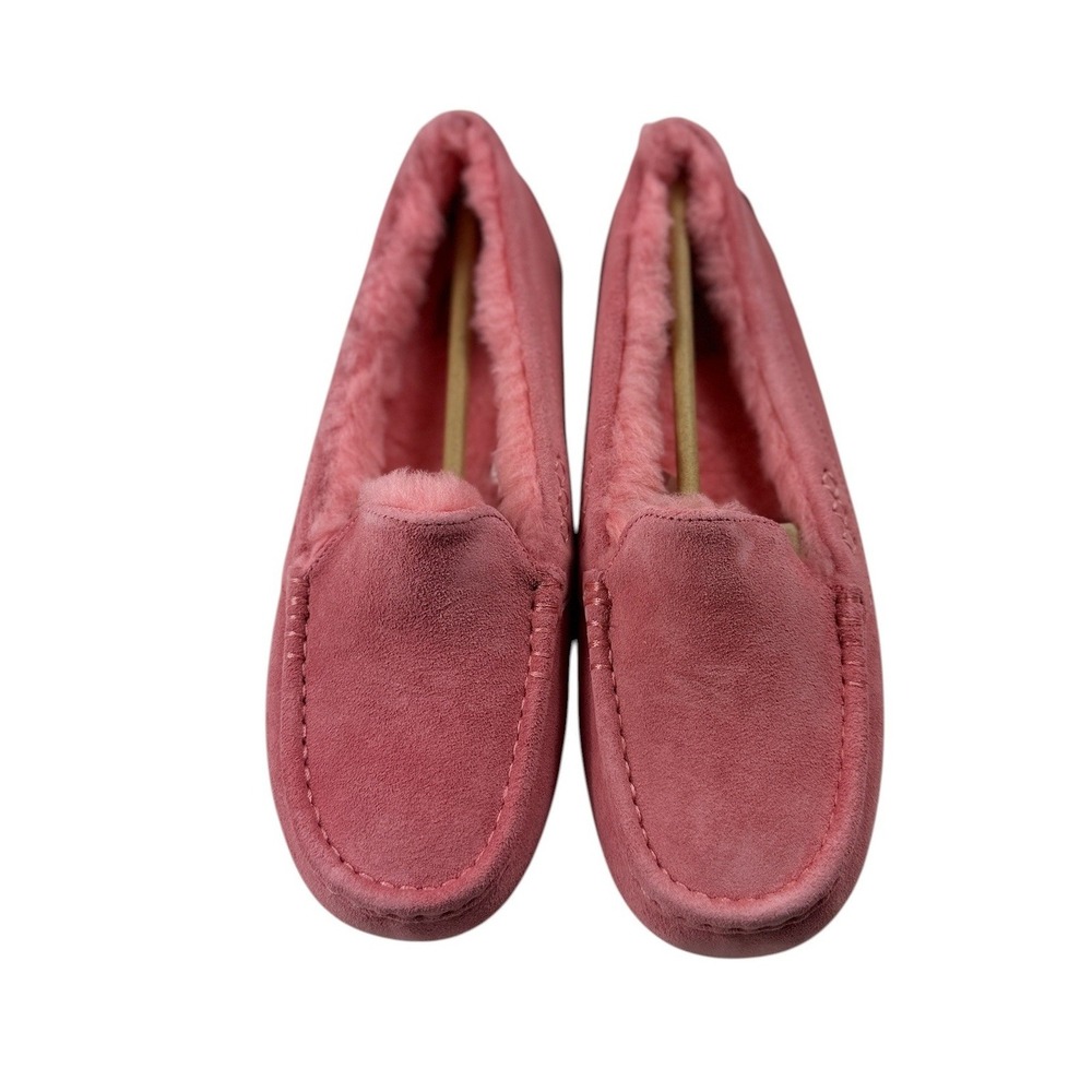 UGG Ansley Pink Blossom Suede Wool Lined Moccasin Slippers 1106878 Womens 11 NEW